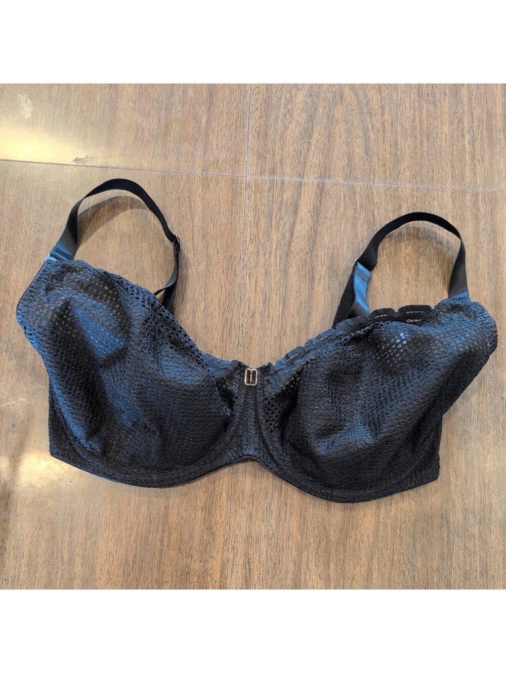 Freya Fancies Underwired Bra 34H Black Lace fish net Lingerie unlined AA1011BLK